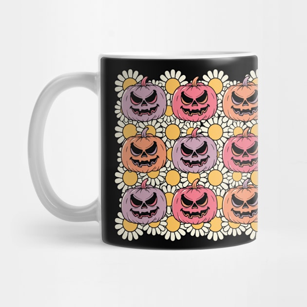 Funny Hippie Flower Pumpkin Halloween Gift by BadDesignCo